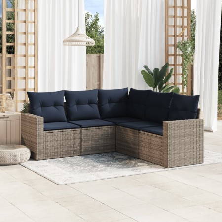 Set de sofás de jardín 5 pzas con cojines ratán sintético gris de , Sofás modulares de exterior - Ref: Foro24-3251288, Precio...