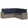 Set de sofás de jardín 5 pzas con cojines ratán sintético gris de , Sofás modulares de exterior - Ref: Foro24-3251288, Precio...