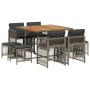 Set comedor jardín 9 pzas y cojines ratán sintético gris | Foro24.es | Tu tienda online para hogar, jardín y más Foro24.es
