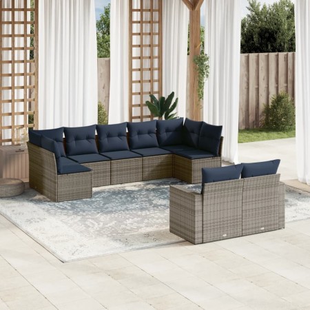 Set de sofás de jardín 9 pzas con cojines ratán sintético gris | Foro24.es | Tu tienda online para hogar, jardín y más Foro24.es