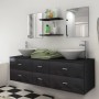 Conjunto de muebles de baño con lavabo y grifo 9 piezas negro de , Muebles de baño - Ref: Foro24-273689, Precio: 471,80 €, De...