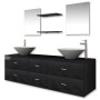 Conjunto de muebles de baño con lavabo y grifo 9 piezas negro de , Muebles de baño - Ref: Foro24-273689, Precio: 471,80 €, De...