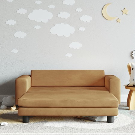 Sofá para niños con reposapiés terciopelo marrón 100x50x30 cm | Foro24.es | Tu tienda online para hogar, jardín y más Foro24.es