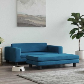 Cama para perros con extensión terciopelo azul 100x50x30 cm de , Camas para perros - Ref: Foro24-172019, Precio: 130,58 €, De...