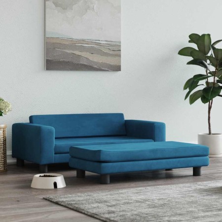 Cama para perros con extensión terciopelo azul 100x50x30 cm de , Camas para perros - Ref: Foro24-172019, Precio: 130,58 €, De...