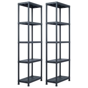 Estantería de plástico 2 unidades 125 kg 60x30x180 cm negro de , Estanterías industriales - Ref: Foro24-276257, Precio: 91,44...