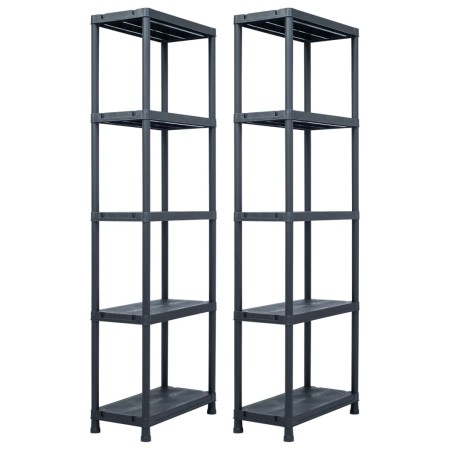 Estantería de plástico 2 unidades 125 kg 60x30x180 cm negro de , Estanterías industriales - Ref: Foro24-276257, Precio: 91,44...