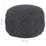 Puf de macramé hecho a mano algodón gris antracita 45x30 cm | Foro24.es | Tu tienda online para hogar, jardín y más Foro24.es