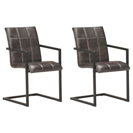 Sillas voladizas de comedor 2 unidades cuero auténtico gris de , Sillas de comedor - Ref: Foro24-321854, Precio: 276,41 €, De...