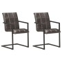 Sillas voladizas de comedor 2 unidades cuero auténtico gris de , Sillas de comedor - Ref: Foro24-321854, Precio: 276,41 €, De...