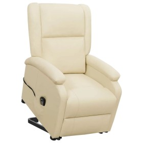 Sillón elevable cuero sintético crema de , Sillones - Ref: Foro24-329686, Precio: 221,49 €, Descuento: %
