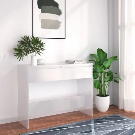 White engineered wood console table 100x35x76.5 cm by vidaXL, Side tables - Ref: Foro24-809836, Price: 68,46 €, Discount: %