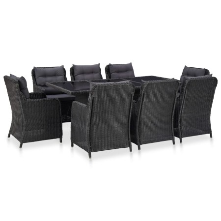 Juego de comedor para jardín 9 piezas ratán sintético negro | Foro24.es | Tu tienda online para hogar, jardín y más Foro24.es