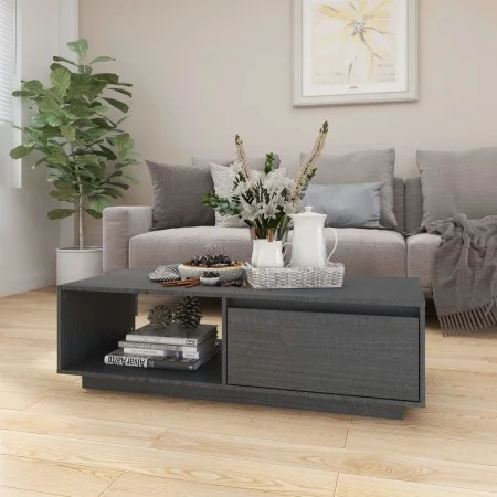 Mesa de centro de madera maciza de pino gris 110x50x33,5 cm de vidaXL, Mesas de centro - Ref: Foro24-809884, Precio: 69,72 €,...