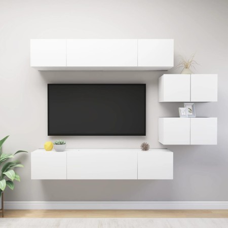 Set de muebles de salón TV 6 piezas madera de ingeniería blanco de , Muebles TV - Ref: Foro24-3078726, Precio: 244,32 €, Desc...