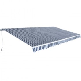Toldo plegable de operación manual 600 cm azul y blanco en Toldos | Comprar online en Foru.es