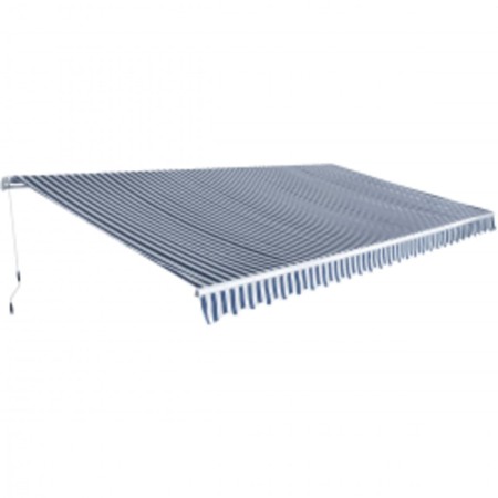 Toldo plegable de operación manual 600 cm azul y blanco en Toldos | Comprar online en Foru.es