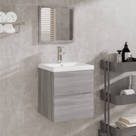 Armario de lavabo con lavamanos y espejo gris sonoma de , Tocadores de baño - Ref: Foro24-3114177, Precio: 133,00 €, Descuent...