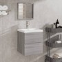 Armario de lavabo con lavamanos y espejo gris sonoma de , Tocadores de baño - Ref: Foro24-3114177, Precio: 133,00 €, Descuent...