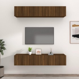 Muebles TV 4 uds madera contrachapada marrón roble 80x30x30 cm de , Muebles TV - Ref: Foro24-3114189, Precio: 180,41 €, Descu...