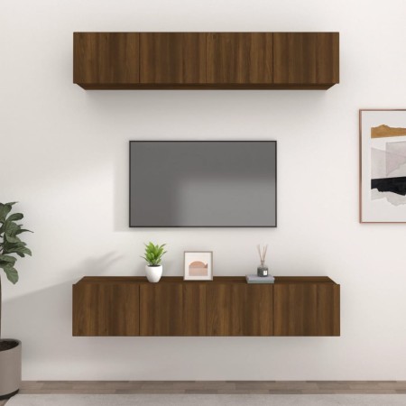 Muebles TV 4 uds madera contrachapada marrón roble 80x30x30 cm de , Muebles TV - Ref: Foro24-3114189, Precio: 180,41 €, Descu...