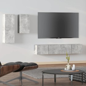 Set de muebles de TV 4 pzas madera contrachapada gris hormigón de , Muebles TV - Ref: Foro24-3114625, Precio: 157,94 €, Descu...