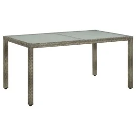Garden table tempered glass gray synthetic rattan 150x90x75cm by vidaXL, Garden tables - Ref: Foro24-316707, Price: 127,99 €,...