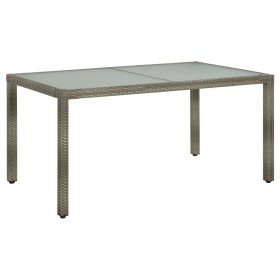 Mesa de jardín vidrio templado ratán sintético gris 150x90x75cm de vidaXL, Mesas de jardín - Ref: Foro24-316707, Precio: 129,...