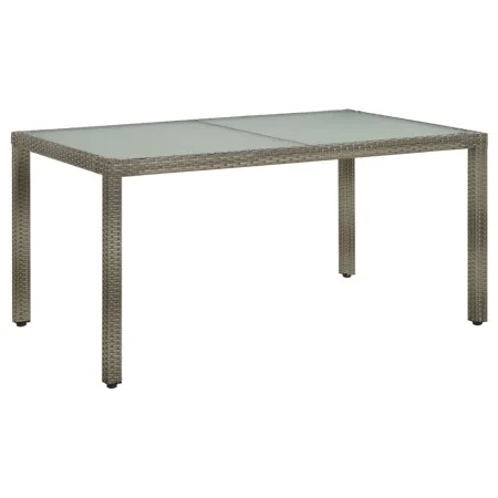 Mesa de jardín vidrio templado ratán sintético gris 150x90x75cm de vidaXL, Mesas de jardín - Ref: Foro24-316707, Precio: 127,...