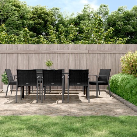 Juego comedor jardín 9 piezas y cojines ratán sintético y acero de , Conjuntos de jardín - Ref: Foro24-3187000, Precio: 795,4...