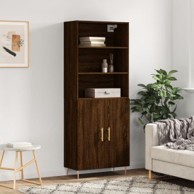 Aparador alto madera contrachapada marrón roble 69,5x34x180 cm de , Aparadores - Ref: Foro24-3189244, Precio: 144,61 €, Descu...