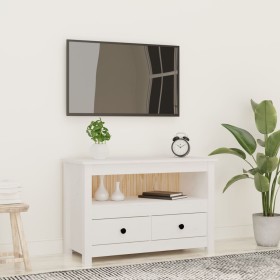 Mueble para TV de madera maciza de pino blanco 79x35x52 cm de , Muebles TV - Ref: Foro24-821498, Precio: 97,94 €, Descuento: ...