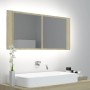 Armario espejo de baño LED acrílico roble Sonoma 100x12x45 cm de , Tocadores de baño - Ref: Foro24-804983, Precio: 60,05 €, D...