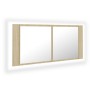 Armario espejo de baño LED acrílico roble Sonoma 100x12x45 cm de , Tocadores de baño - Ref: Foro24-804983, Precio: 60,05 €, D...