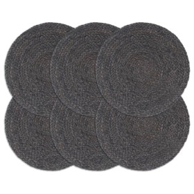 Manteles individuales redondos 6 uds yute gris oscuro liso 38cm de , Manteles individuales - Ref: Foro24-133837, Precio: 34,1...