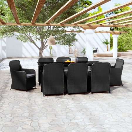 Juego de comedor de jardín 9 piezas con cojines negro de , Conjuntos de jardín - Ref: Foro24-3099546, Precio: 1,00 €, Descuen...
