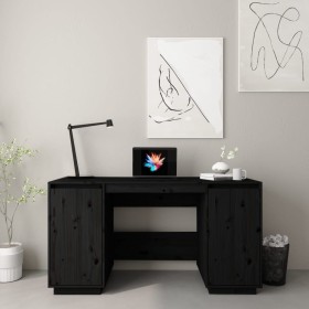Escritorio madera maciza de pino negro 140x50x75 cm de , Escritorios - Ref: Foro24-814328, Precio: 206,55 €, Descuento: %