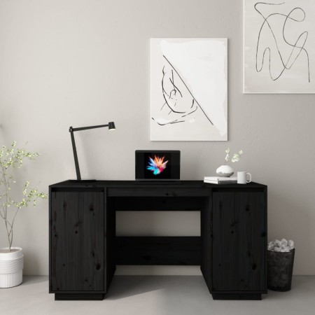 Escritorio madera maciza de pino negro 140x50x75 cm de , Escritorios - Ref: Foro24-814328, Precio: 206,55 €, Descuento: %