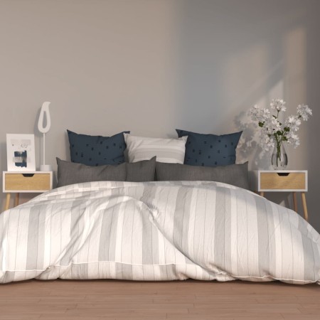 Mesitas de noche 2 uds madera ingeniería blanco y roble Sonoma de , Mesitas de noche - Ref: Foro24-326806, Precio: 103,19 €, ...