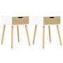 Mesitas de noche 2 uds madera ingeniería blanco y roble Sonoma de , Mesitas de noche - Ref: Foro24-326806, Precio: 103,19 €, ...