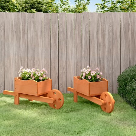 Jardineras forma de carretilla 2 uds madera abeto 47x15x19 cm de , Carretillas - Ref: Foro24-364228, Precio: 28,48 €, Descuen...