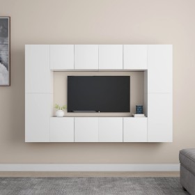 Set de muebles de salón TV 8 piezas madera de ingeniería blanco de , Muebles TV - Ref: Foro24-3078668, Precio: 280,61 €, Desc...
