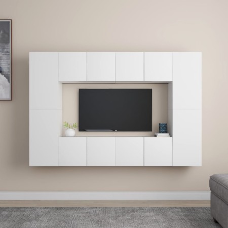 Set de muebles de salón TV 8 piezas madera de ingeniería blanco de , Muebles TV - Ref: Foro24-3078668, Precio: 280,61 €, Desc...