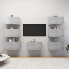 Muebles de salón 7 pzas gris hormigón 30,5x30x60 cm de , Muebles TV - Ref: Foro24-3079163, Precio: 201,01 €, Descuento: %