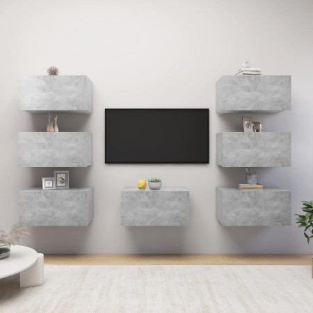 Muebles de salón 7 pzas gris hormigón 30,5x30x60 cm de , Muebles TV - Ref: Foro24-3079163, Precio: 201,01 €, Descuento: %
