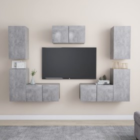 Juego de muebles de salón 7 piezas gris hormigón de , Muebles TV - Ref: Foro24-3079091, Precio: 200,99 €, Descuento: %