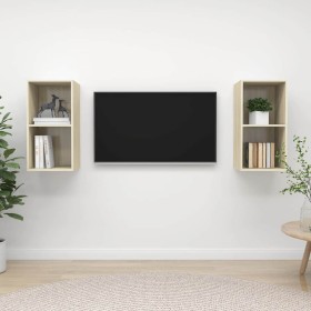 Muebles de salón de pared 2 pzas madera ingeniería roble Sonoma de , Muebles TV - Ref: Foro24-3079847, Precio: 69,24 €, Descu...