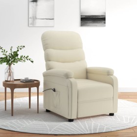 Sillón reclinable eléctrico de cuero sintético crema de , Sillones - Ref: Foro24-3073671, Precio: 238,42 €, Descuento: -5%%