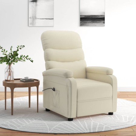 Sillón reclinable eléctrico de cuero sintético crema de , Sillones - Ref: Foro24-3073671, Precio: 238,42 €, Descuento: -5%%