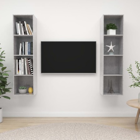 Muebles de salón de pared 2 pzs madera ingeniería gris hormigón de , Muebles TV - Ref: Foro24-3079866, Precio: 120,53 €, Desc...
